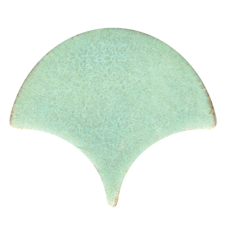 Peacock-Scallop shape tile matte green